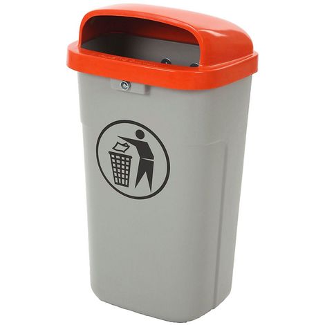 Collecteur de déchets, capacité 50 l, h x l x p 755 x 435 x 345 mm, gris, orange