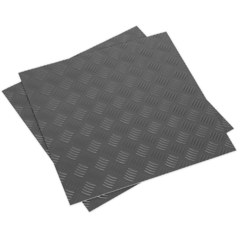 Sealey FT1S Vinyl Floor Tile with Peel & Stick Backing Silver Treadplate - Pack of 16