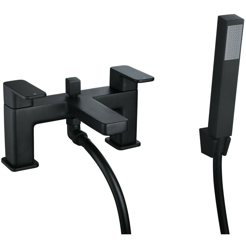 Matt Black Square Bath Shower Mixer Tap Set