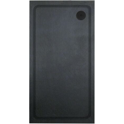 Aquadart Luxury Black Slate Effect Shower Tray - Black Waste - Rectangular - 1700 x 700mm
