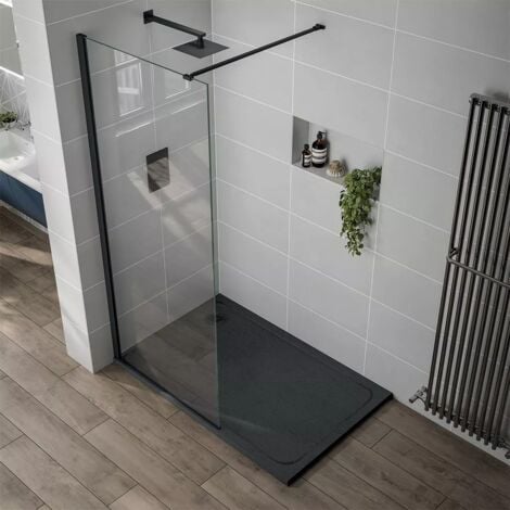 Aquadart Luxury Black Slate Effect Shower Tray - Black Waste - Rectangular - 1700 x 700mm