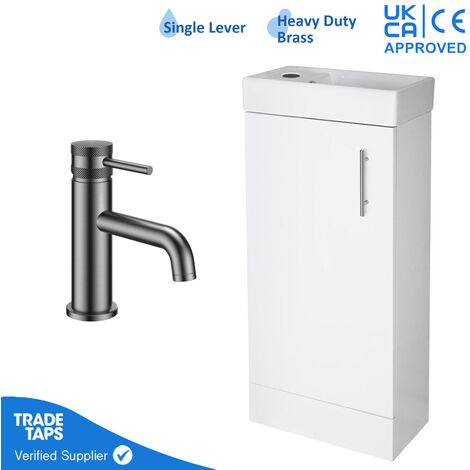 400mm Freestanding Bathroom Vanity Unit with Basin & Gunmetal Tap