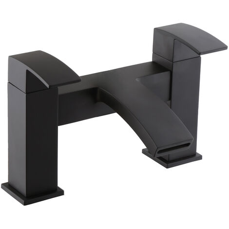 Bathroom Modern Tap Mijas Square Black Basin Sink Bath Filler (1/5)