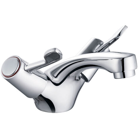 Two Handle Lever Basin Mixer With ABS Pop Up Wate Chrome Round Modern Bathroom (1/5)
