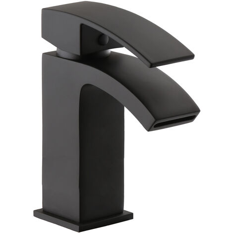 Bathroom Tap Modern Square Black Basin sink Mijas Mono Mixer