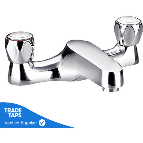 Two Handle Club Taps Bath Filler Chrome Basin Sink Contempory Bathroom