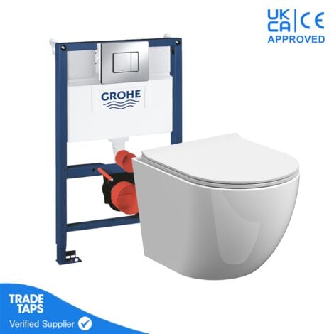 Rimless Wall Hung Toilet Pan Frame GROHE 0.82m Low Height Concealed Cistern WC
