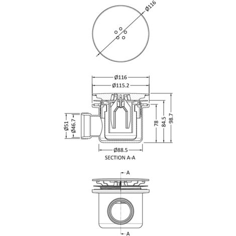 Nuie Black Mega Flow Shower Waste 90mm
