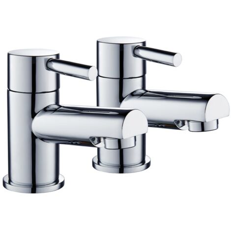 Niagara Harrow Bath Taps Pair Chrome Lever Bathroom Twin Modern Faucet Set of 2