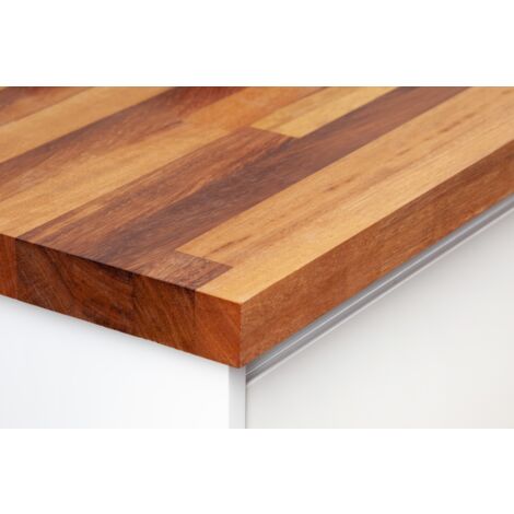 Solid Iroko Wood Worktop 2M x 635mm x 40mm - Premium Real Wooden Timber Kitchen Countertop