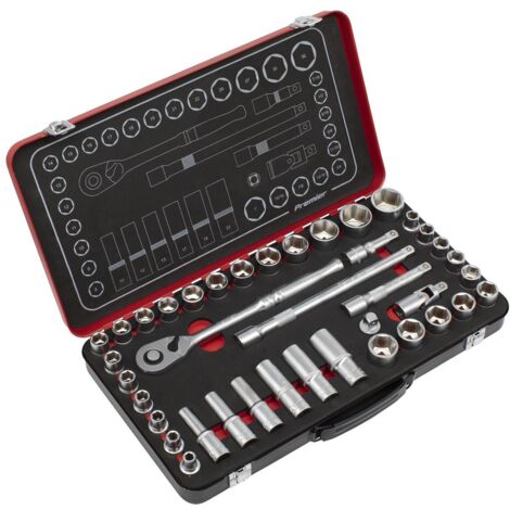 Sealey Metric Imperial Socket Set 1/2""D 40pc Deep And Standard 6pt AK7925
