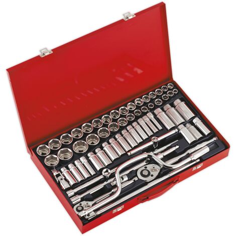 Sealey Premier Metric/Imperial/Whitworth Socket Set 3/8"" & 1/2""Sq Drive 64pc AK694