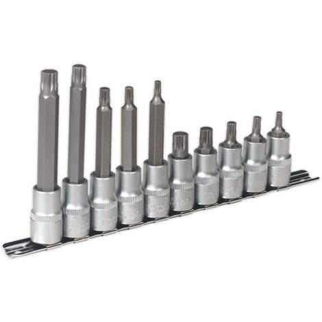 Sealey Premier Spline Socket Bit Set 1/2""Sq Drive 10pc AK6215