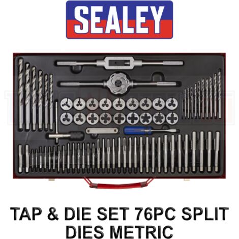 Sealey Metric Tap & Die Set Split Dies 76pc AK3076