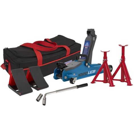 Sealey Trolley Jack 2 Tonne Low Entry Short Chassis & Accessories Bag Combo - Blue 1020LEBBAGCOMBO (1/2)