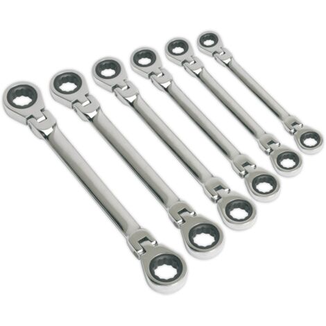 Sealey Siegen Flexi-Head Double End Ratchet Ring Spanner Set 6pc S0806 (1/2)