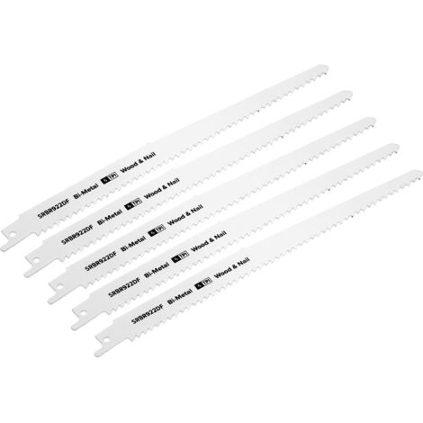 Sealey Reciprocating Saw Blade for Wood & Nails 230mm 6tpi - Pack of 5 SRBR922DF