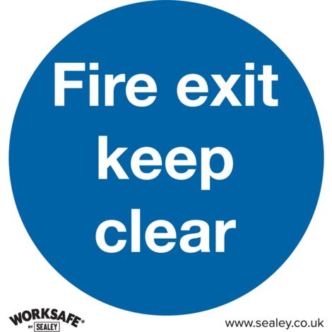 Sealey SS2V10 Worksafe&reg Fire Exit Keep Clear Safety Sign, Self-Adhesive Vinyl - Pack of 10