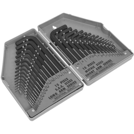 Sealey S0484 Siegen Metric/Imperial Long/Short-Arm Hex Key Set 30pc