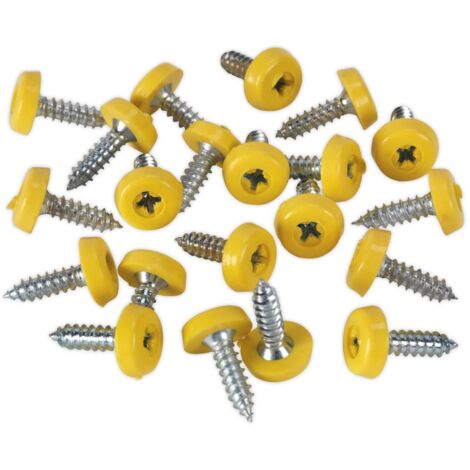 Sealey Numberplate Screw with Plastic Enclosed Head 4.8 x 18mm, Yellow - Pack of 50 PTNP2