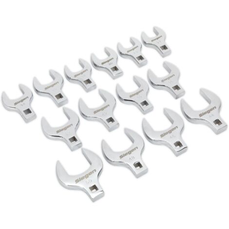 Sealey Siegen Crow's Foot Open End Spanner Set 1/2""Sq Drive 14pc S01109
