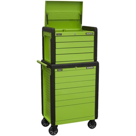 Sealey Superline PRO&reg Push-To-Open Topchest & Rollcab Combination 11 Drawer - Green APPDSTACKG