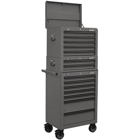 Sealey Grey Toolbox Combination 14 Drawer with Ball-Bearing Slides APSTACKTGR
