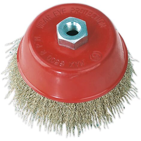 Sealey 125mm Brassed Steel Crimped Wire Cup Brush M14 x 2mm CBC125