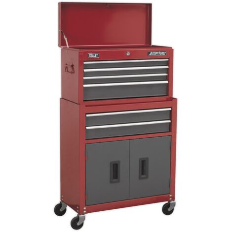 Sealey American PRO® Topchest & Rollcab Combination 6 Drawer - Red AP2200BB