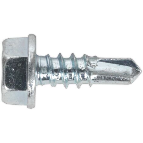 Sealey Self-Drilling Screw 4.2 x 13mm Hex Head Zinc Pack of 100 SDHX4213