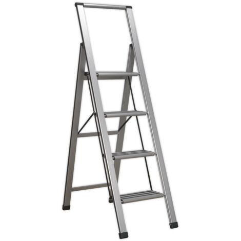 Sealey Aluminium Professional Folding Step Ladder 4-Step 150kg Capacity APSL4