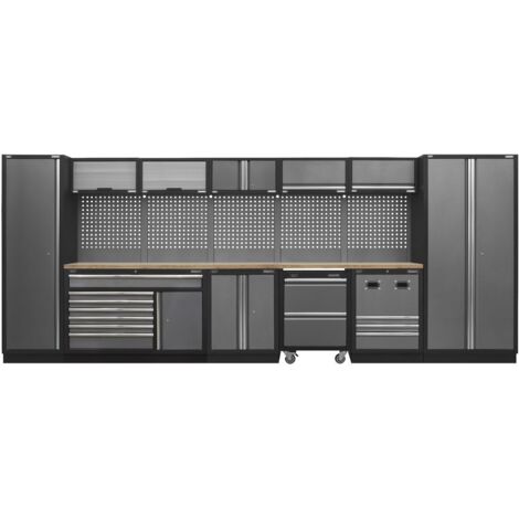 Sealey Superline PRO&reg Storage System with Pressed Wood Worktop 4.92m APMSSTACK16W (1/5)