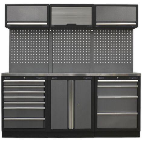 Sealey Superline PRO® Storage System with Stainless Worktop 2.04m APMSSTACK07SS