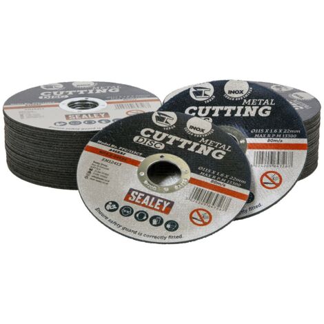 Sealey – Pack of 50 cutting discs 115 x 1.6mm – 22mm bore – For cutting stainless steel – General-purpose flat design (1/5)