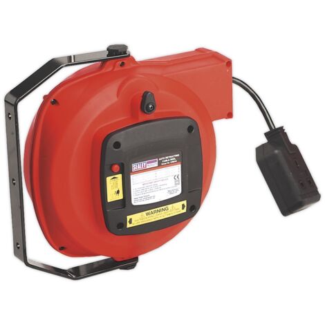 Sealey Cable Reel System Retractable 10m 2 x 230V Socket CRM10