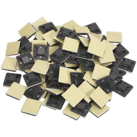 Sealey Self-Adhesive Cable Tie Mount 20 x 20mm Black Pack of 100 CTM2020B