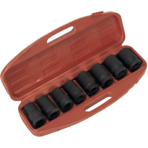 Metric Deep Impact Socket Set 8pc 1""Sq Drive Single Hex In A Case Sealey AK888M