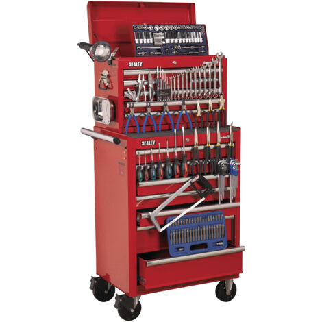 Sealey APCOMBOBBTK57 Superline PRO® Topchest & Rollcab Combination 15 Drawer with 148pc Tool Kit - Red