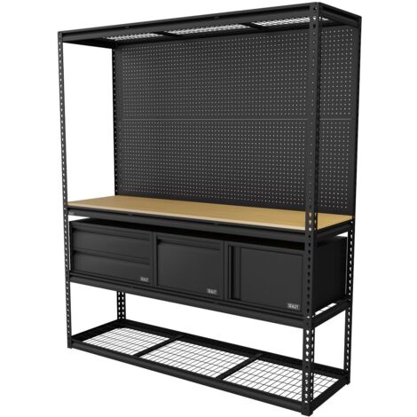 Sealey APMWBCOMBO1 Heavy-Duty Modular Workbench & Racking Kit with 3 Storage Units (1/5)
