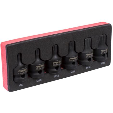 Sealey Premier Spline Impact Socket Bit Set 1/2""Sq Drive 6pc AK5608