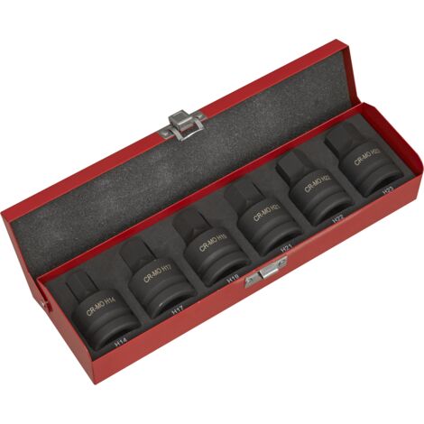 Sealey Impact Hex Socket Bit Set 6pc 3/4""Sq Drive AK6217