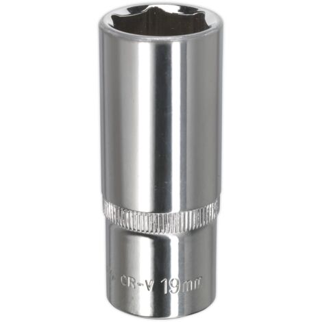 Sealey SP3819D Premier Fully Polished Socket 3/8"Sq Drive 19mm