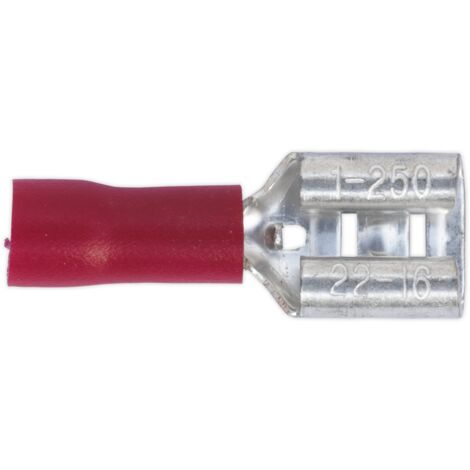 Sealey Push-On Terminal 6.3mm Female Red Pack of 100 RT21 (1/2)