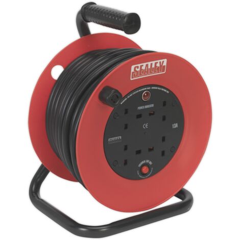 Sealey 25m Heavy-Duty Cable Reel with Thermal Trip 4 x 230V CR22525