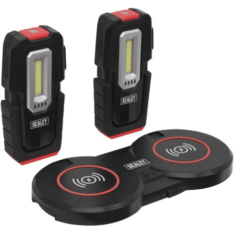 Sealey Inspection Light (x2) with Double Wireless Charging Base 3W COB & 1W SMD LED LEDWCBCOMBO3