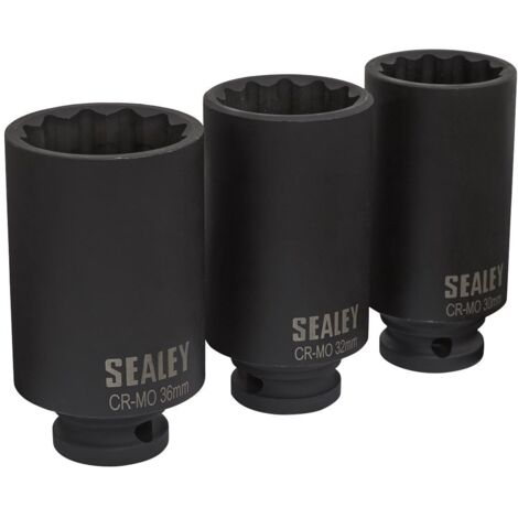 Sealey Impact Hub Nut Socket Set 1/2""Sq Drive 12-Point 3pc SX051