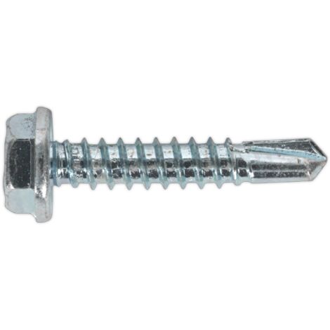 Sealey Self-Drilling Screw 4.8 x 25mm Hex Head Zinc Pack of 100 SDHX4825