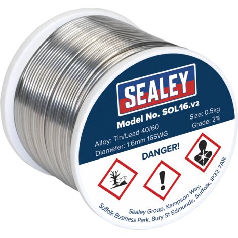 Sealey SOL16 Quick Flow Solder Wire 1.6mm/16SWG 0.5kg Reel