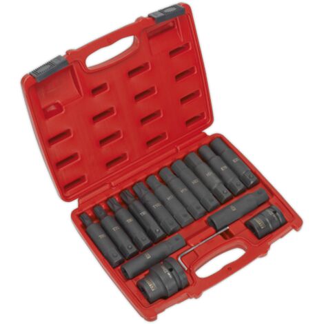 Sealey Impact Hex, TRX-Star & TRX-Star Female Socket Bit Set 3/4"" & 1""Sq Drive 16pc SX098