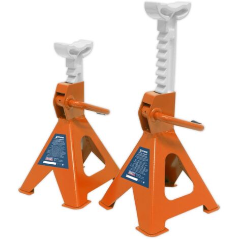 Sealey Ratchet Type Axle Stands (Pair) 2 Tonne Capacity per Stand - Orange VS2002OR
